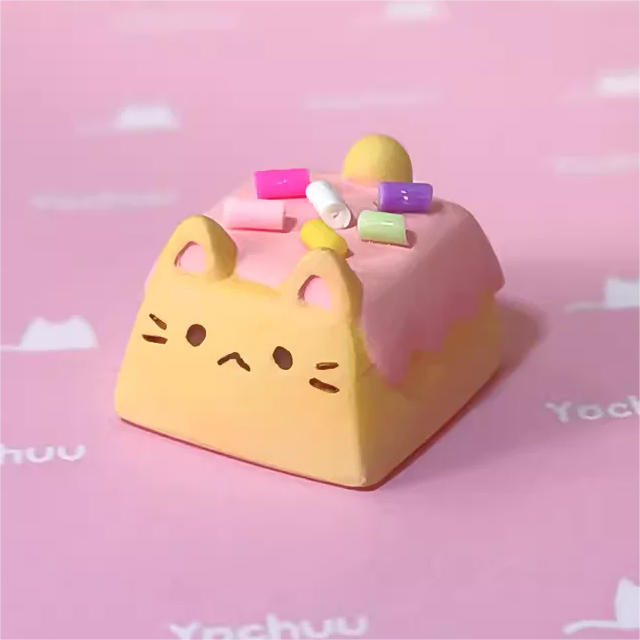3D Printing Strawberry Chocolate Cake Cat Mechanical Keyboard Keycap