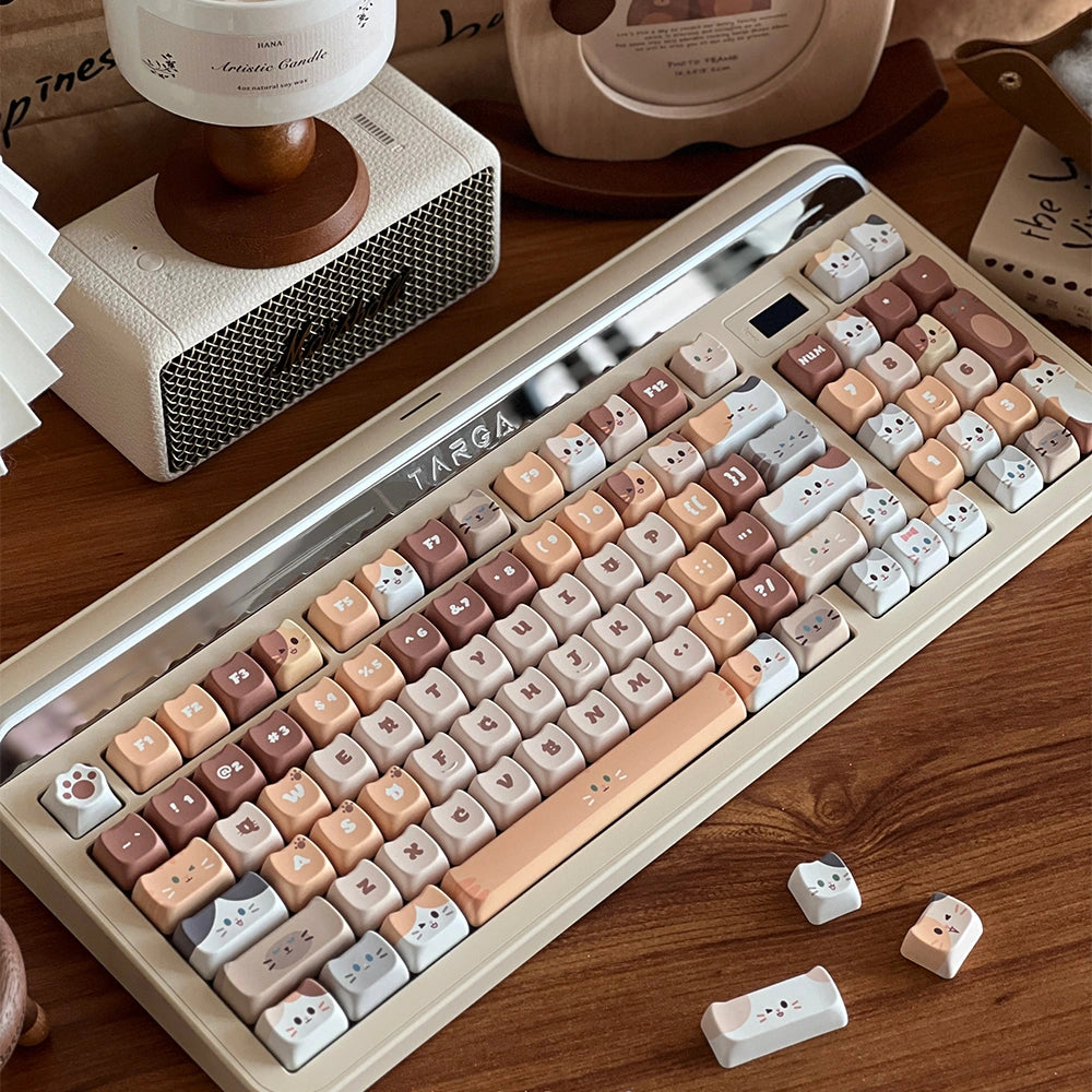 Unique gift idea for cat lovers: Purr-fectly Stacked Cat Keycap Set for mechanical keyboards.
