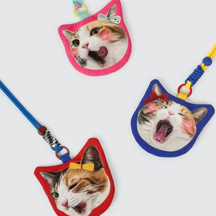 Front view of the Custom Cat Coin Purse with embroidered whiskers and eco-friendly fabric