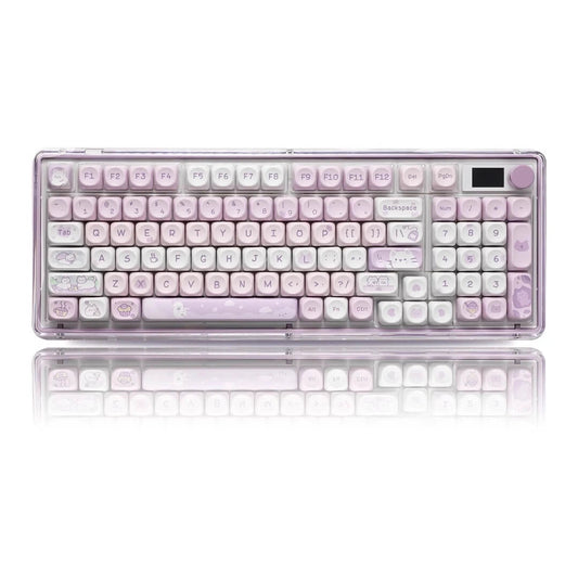 Purple Desert Kitty Keycap Set featuring adorable cat and dessert illustrations full overview