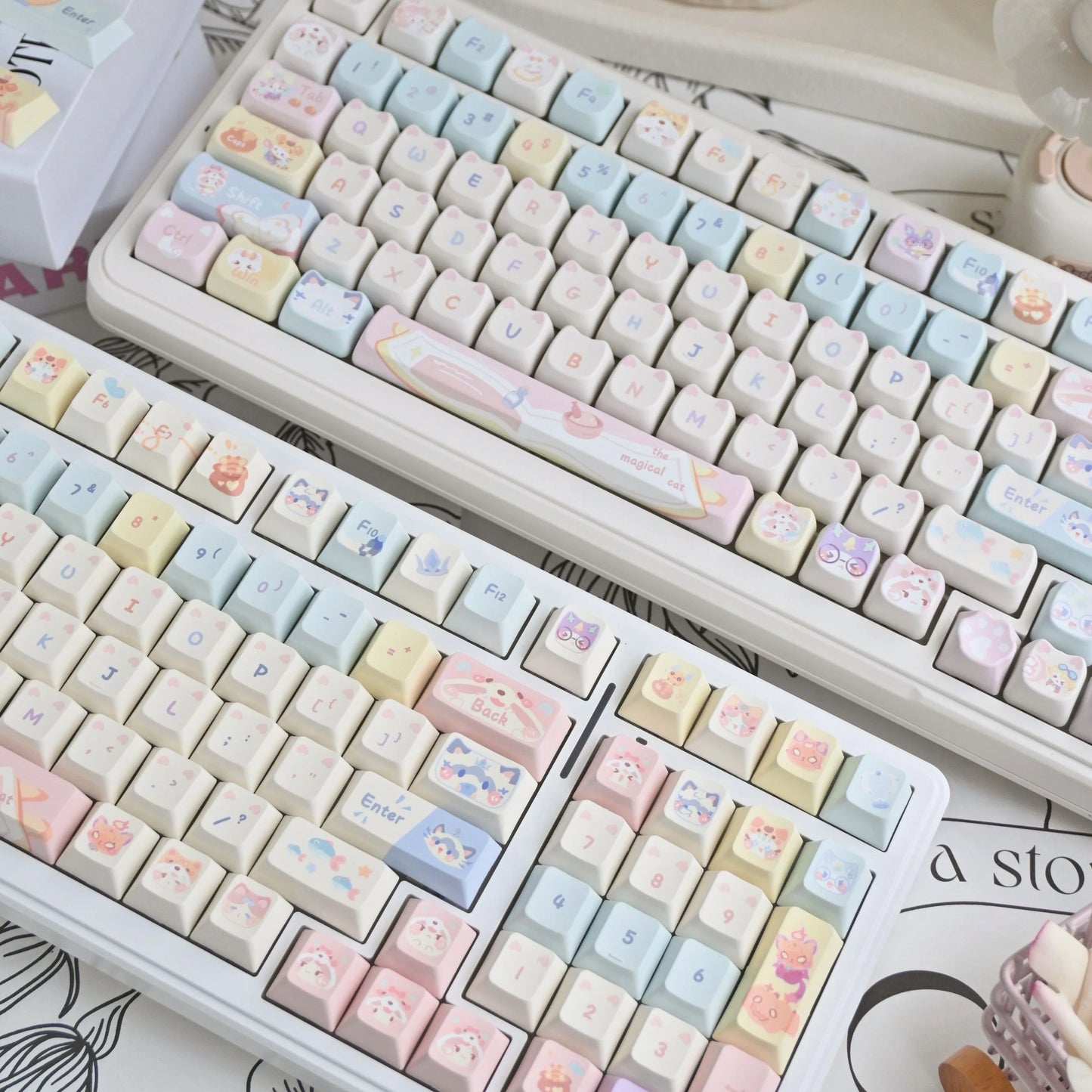 Dreamland-style cat keycap set for anime fans and gamer girls
