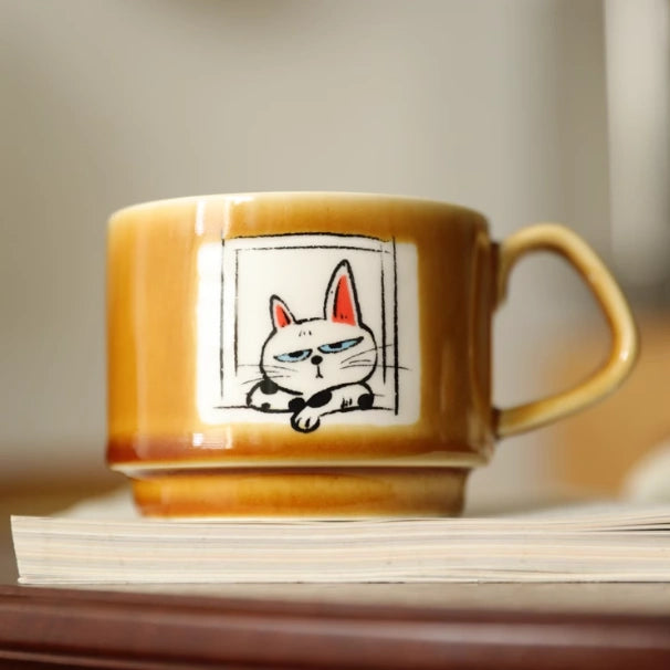 Cute Cat-astrophic Mischief Mug featuring playful tuxedo, white, ginger, and black cats, perfect for gifting.