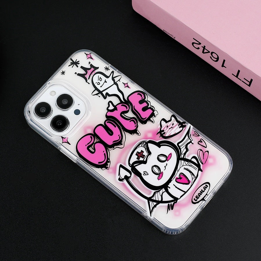 Adorably spooky Ghost Nurse Kitty phone case in gothic pink and black – perfect for Halloween or anyone who loves quirky, feline-inspired style! Brought to you by Cat Lady's Find.