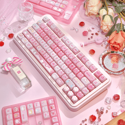 Strawberry Pudding Meow Keycap Set