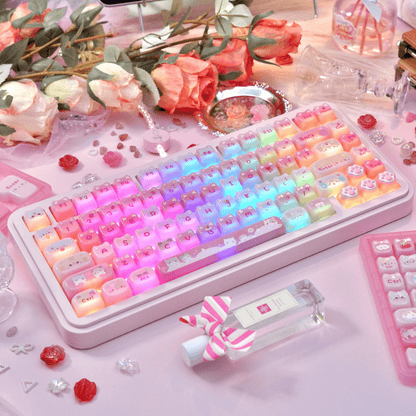 Strawberry Pudding Meow Keycap Set