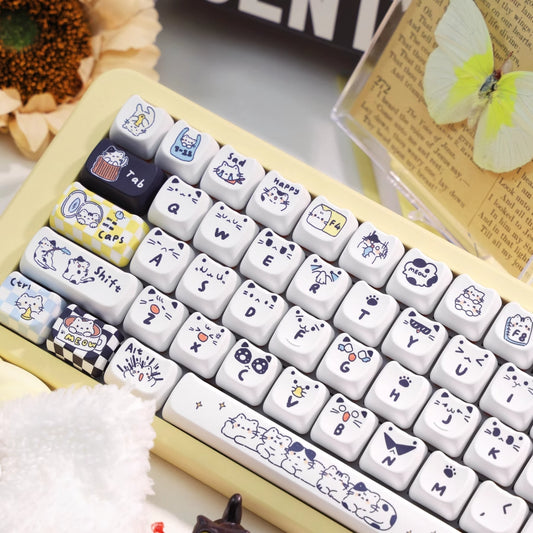 Black & White Cat Keycap Set