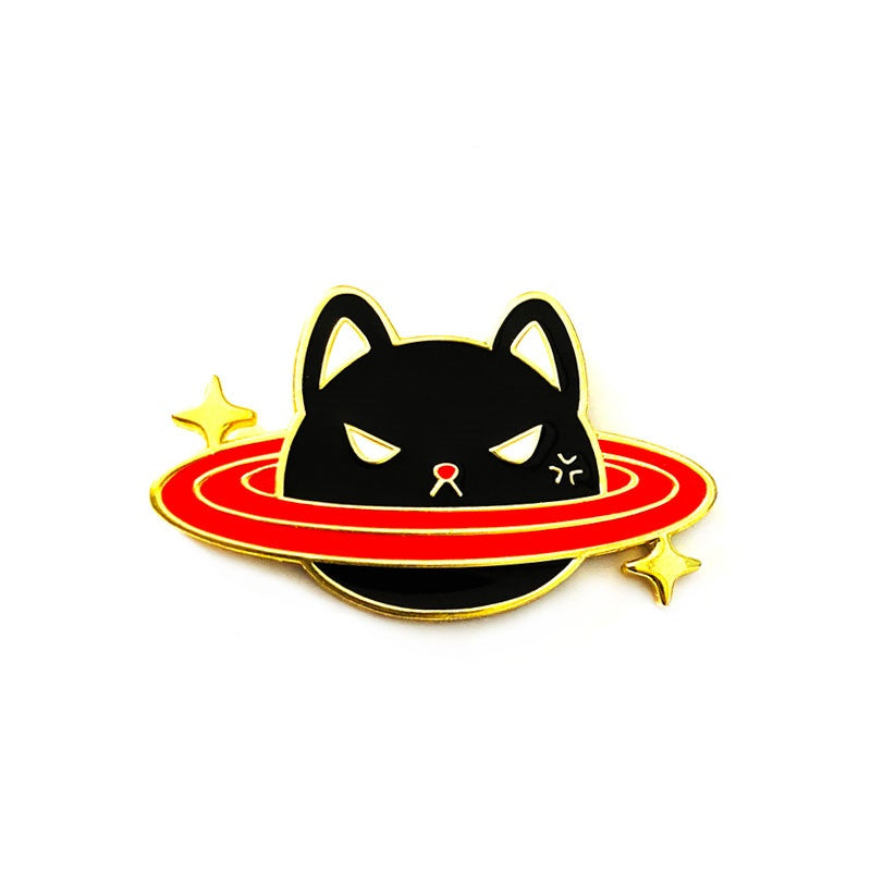 Take your pin game to another stratosphere with our Mad Cat Planet Pin. This adorably styled black planet with a unique ring system is a purrfect gift for cat lovers and black cat owners alike. Pawsitively out of this world!