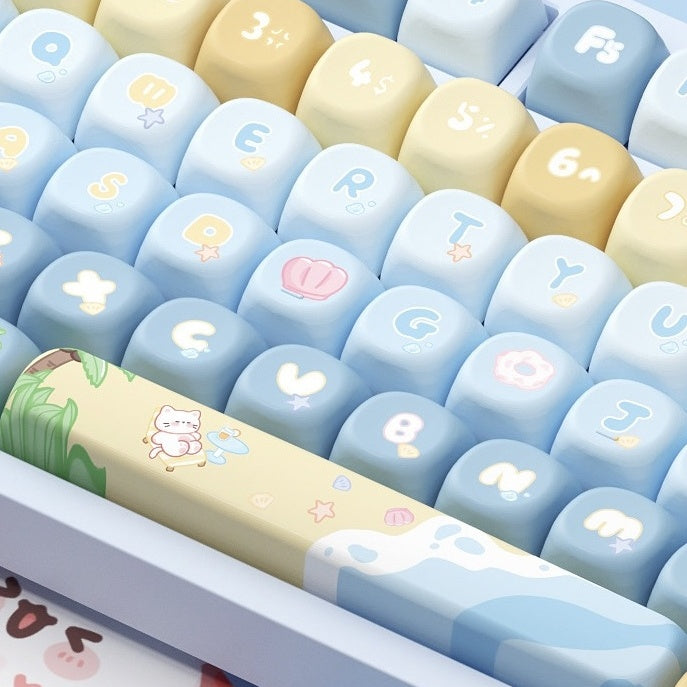 Summer Holiday Kitty Keycap Set