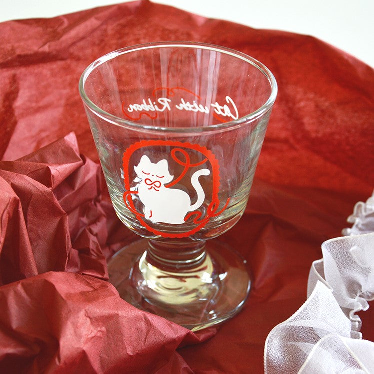 Elegant Cat Series Wine Glass, White Cat with Red Bow. Purrfect Gift Choice for your friends who has white cat