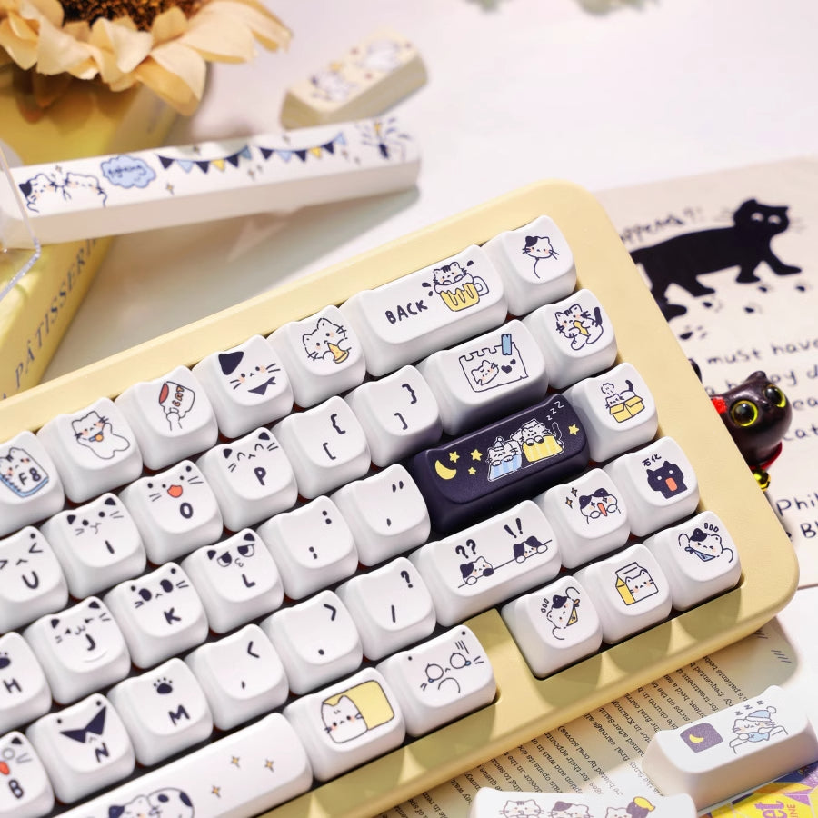 Black & White Cat Keycap Set