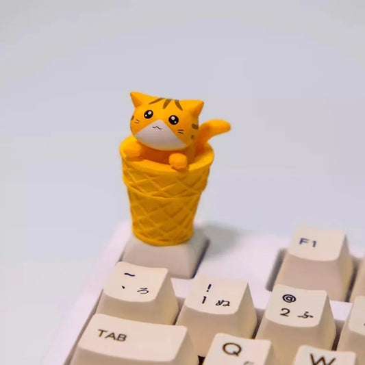 Cat Ice Cream Cone Mechanical Keyboard Keycap Ginger Cat