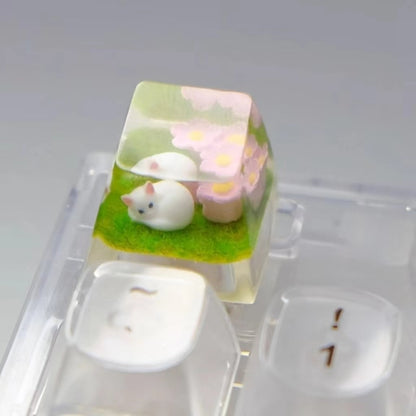 Handmade Naughty Kitty Mechanical Keyboard Keycap