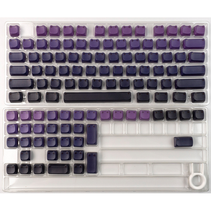 113 keys layout for gradient purple cat ear keycaps set, including base and supplement keys.