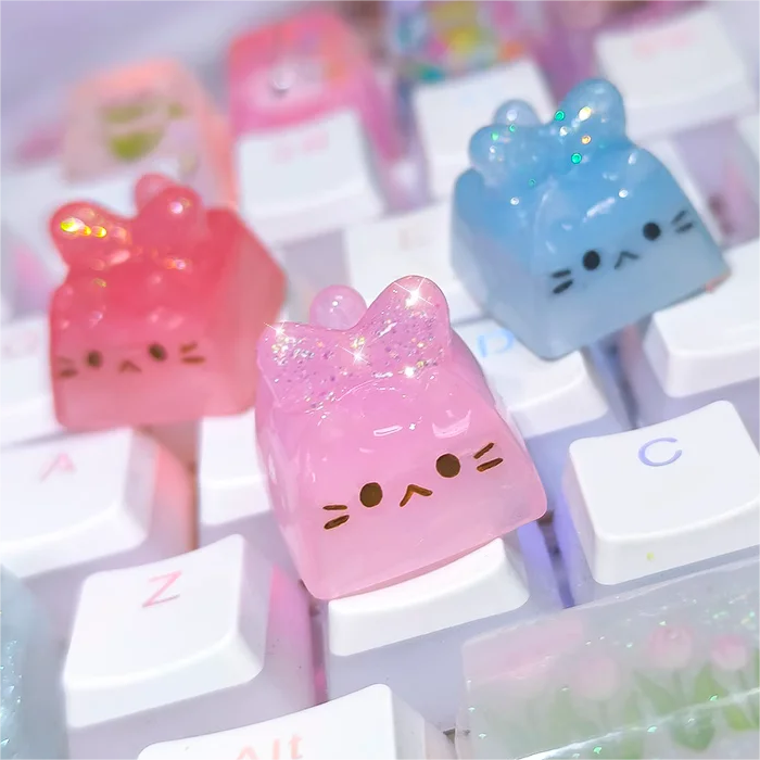 Jelly Cat Mechanical Keyboard Keycap Pink Red Blue