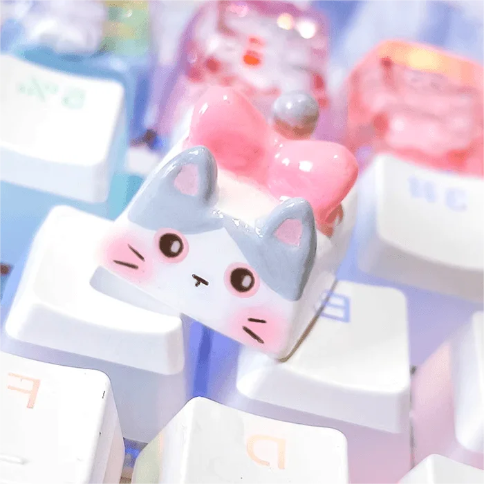 3D Printing Bow Tie Cat Mechanical Keyboard Keycap Grey