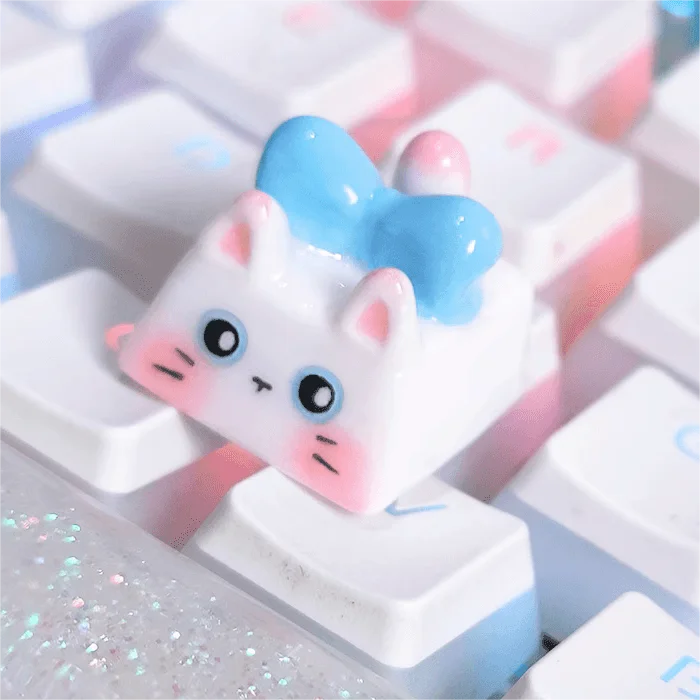 3D Printing Bow Tie Cat Mechanical Keyboard Keycap Blue