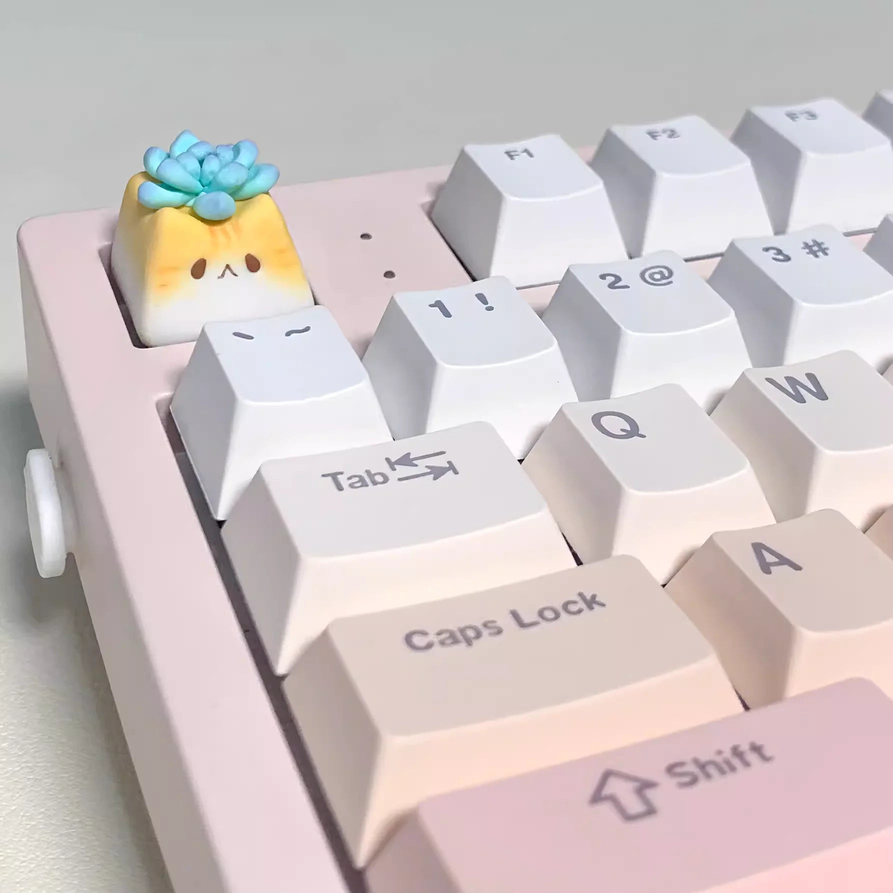 Handmade Succulents Cat Mechanical Keyboard Keycap, Ginger Cat