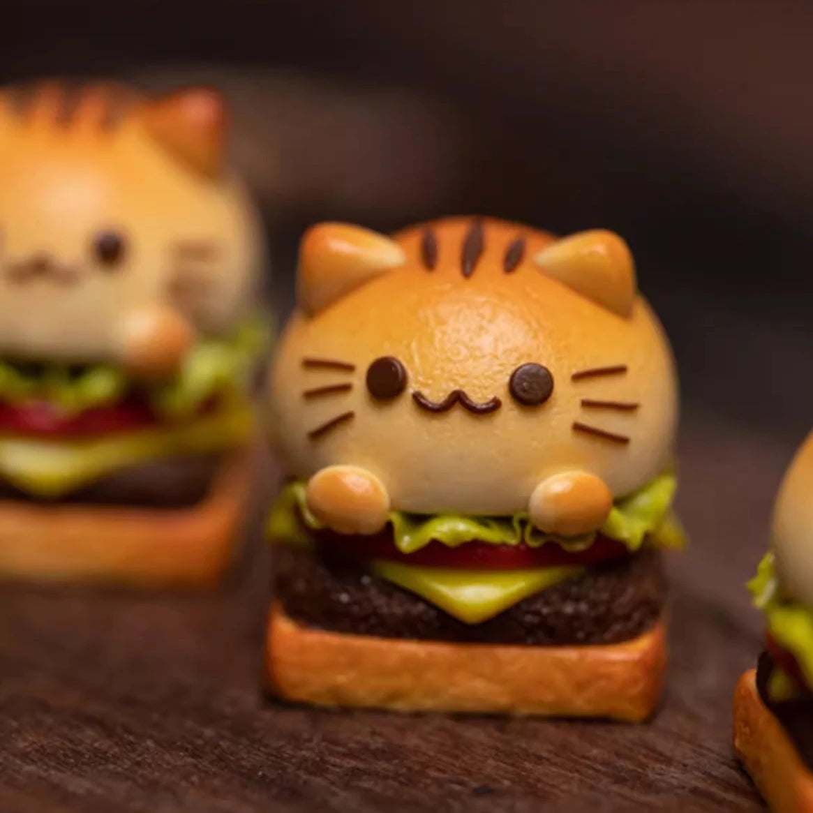 Handmade Cat Burger Mechanical Keyboard Keycap Cute Food Key Cap