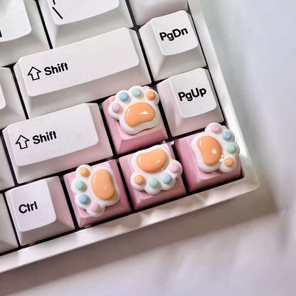 Colorful Cat Paw Arrow Keys Mechanical Keyboard Keycap Orange Paw Pink Key Caps