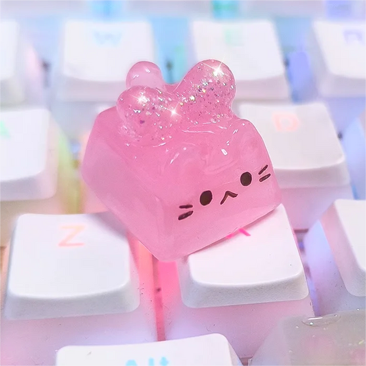 Jelly Cat Mechanical Keyboard Keycap Pink