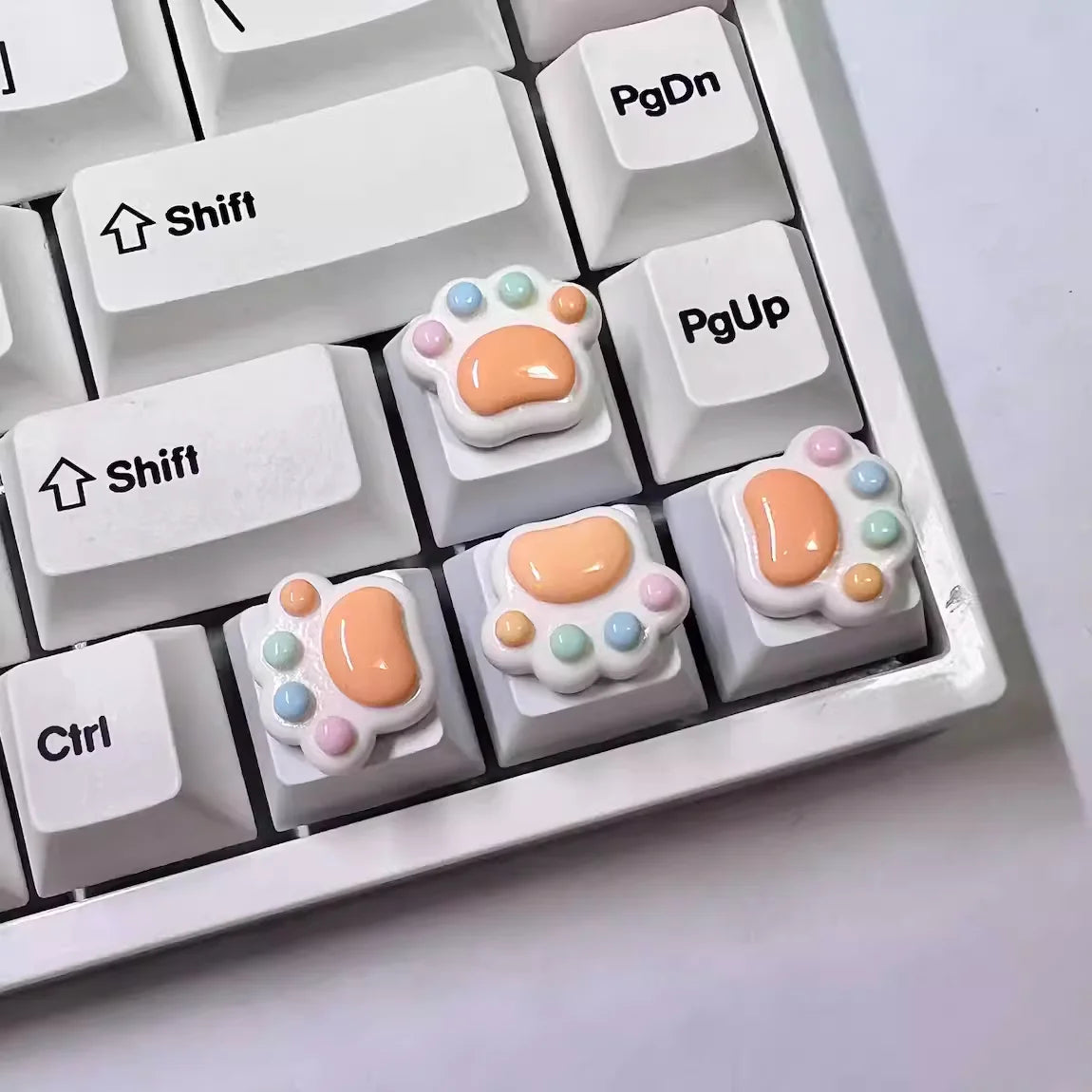 Colorful Cat Paw Arrow Keys Mechanical Keyboard Keycap Orange Paw White Key Caps