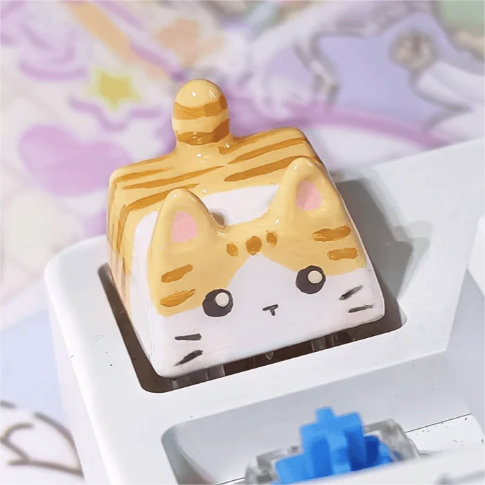 3D Printing Domestic Cat Mechanical Keyboard Keycap Ginger