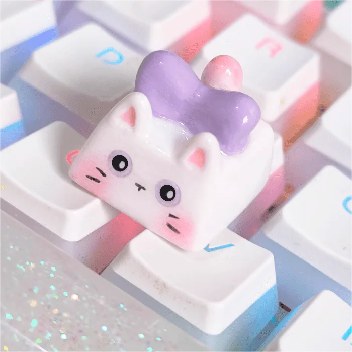 3D Printing Bow Tie Cat Mechanical Keyboard Keycap Purple