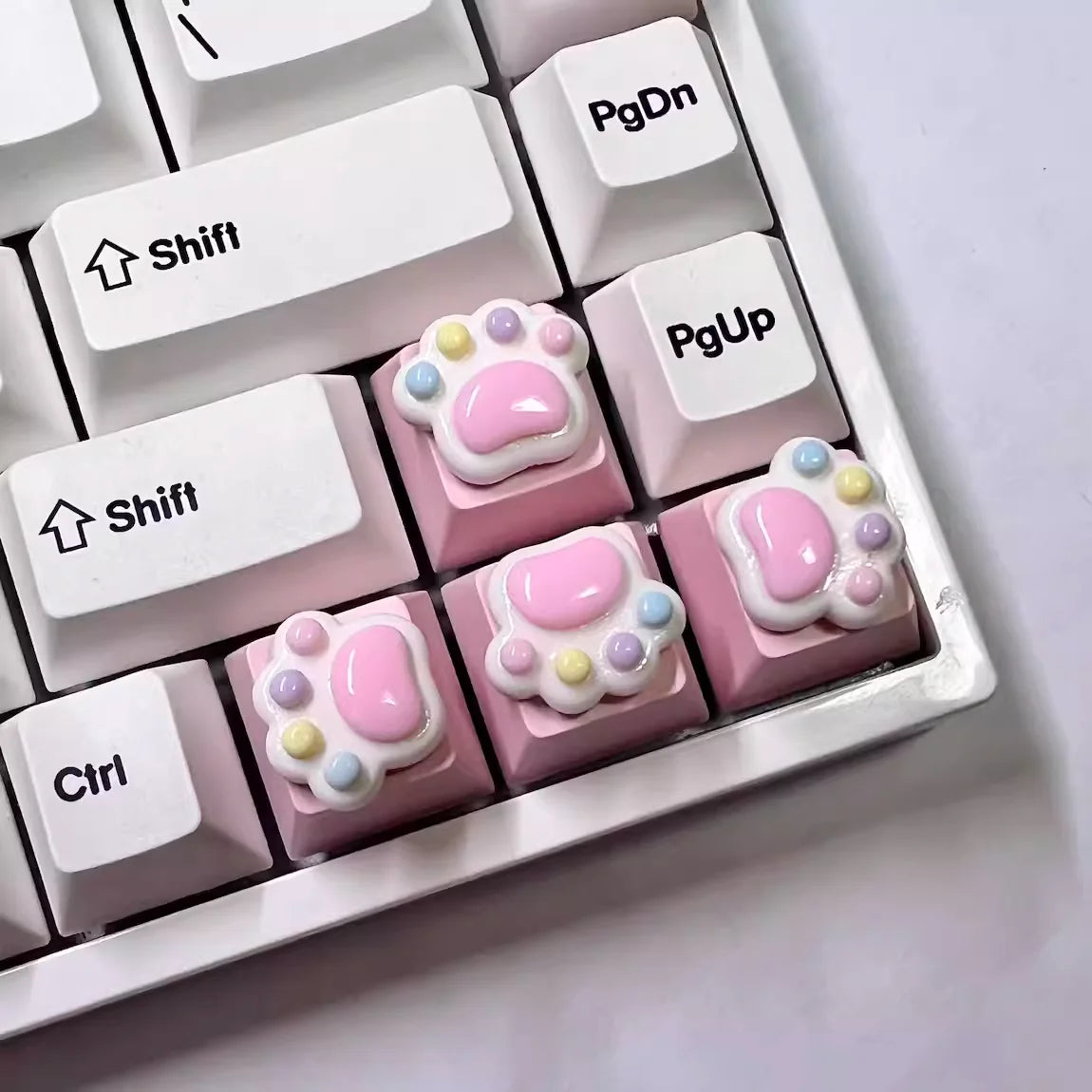 Colorful Cat Paw Arrow Keys Mechanical Keyboard Keycap Pink Paw Pink Key Caps