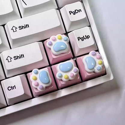 Colorful Cat Paw Arrow Keys Mechanical Keyboard Keycap Blue Paw Pink Key Caps