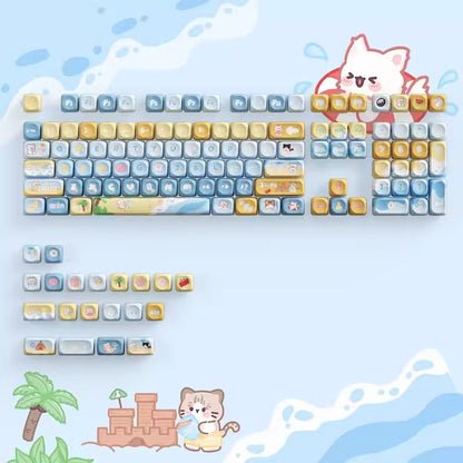 Summer Holiday Kitty Keycap Set