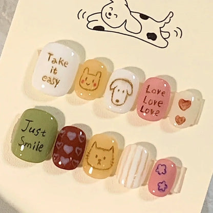 Paws & Purrs press-on nails for cat and dog lovers, featuring adorable animal designs