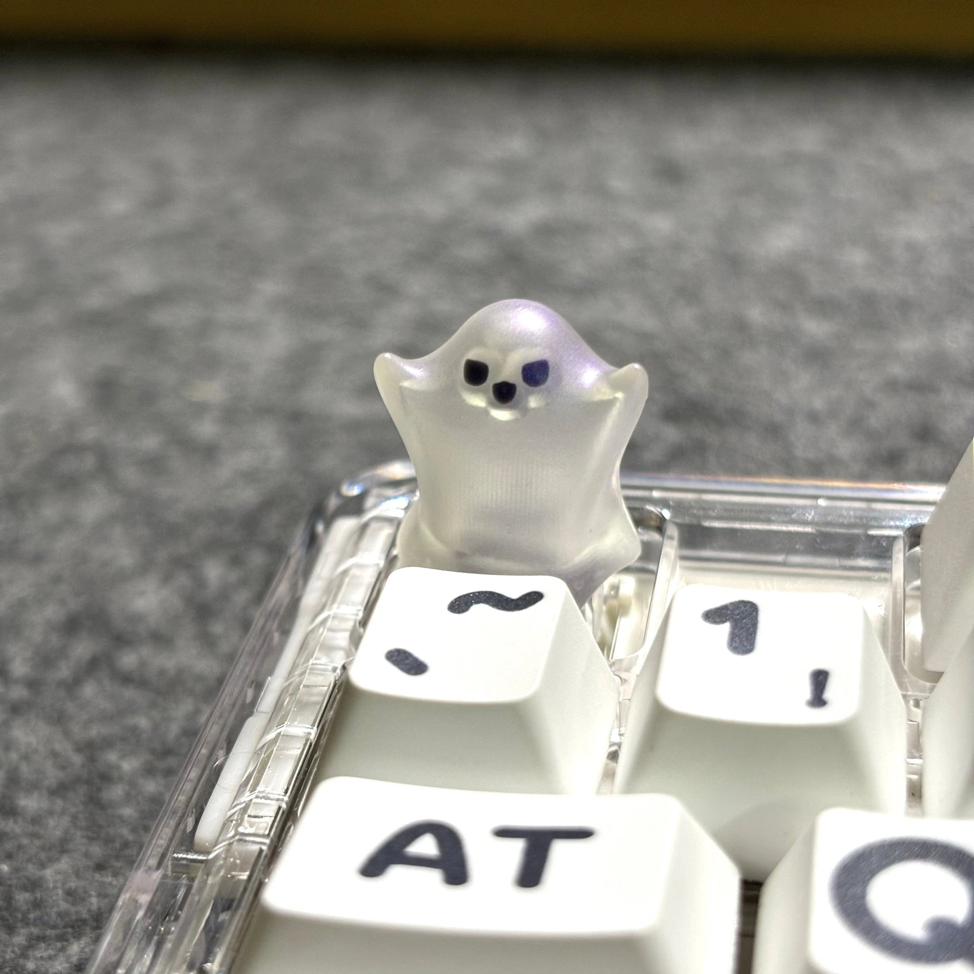 Purranormal-themed cat keycap designed for mechanical keyboards, ideal for spooky and cute vibes.