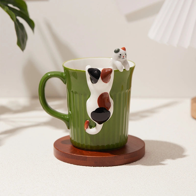 Cozy Purrfectly Cozy Cat Mug for cat lovers, with a playful calico cat design, perfect for gifting.