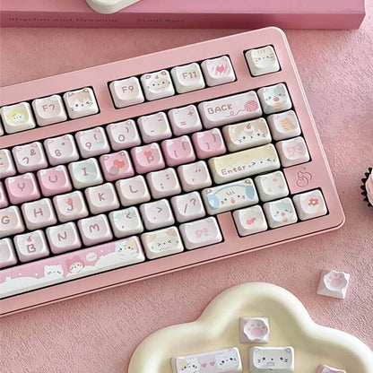 Cupcake Kitten Keycap Set - Full Overview with Keycaps Displayed