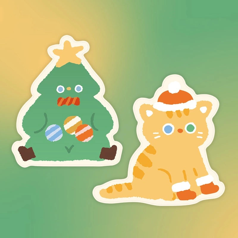 Furry Fir mouse pad featuring ginger cat and Christmas tree