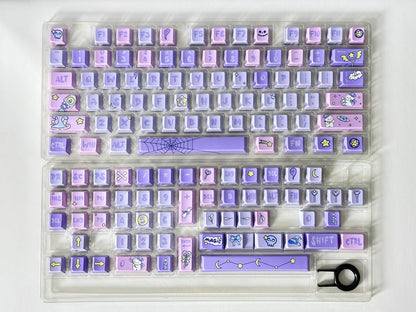 Mystic Meow Keycap Set with purple and celestial details, a perfect choice for cat lovers and keyboard fans.