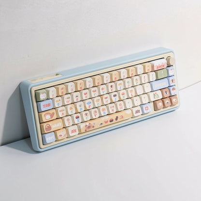 Japanese food cat keycap set close-up pastel colors