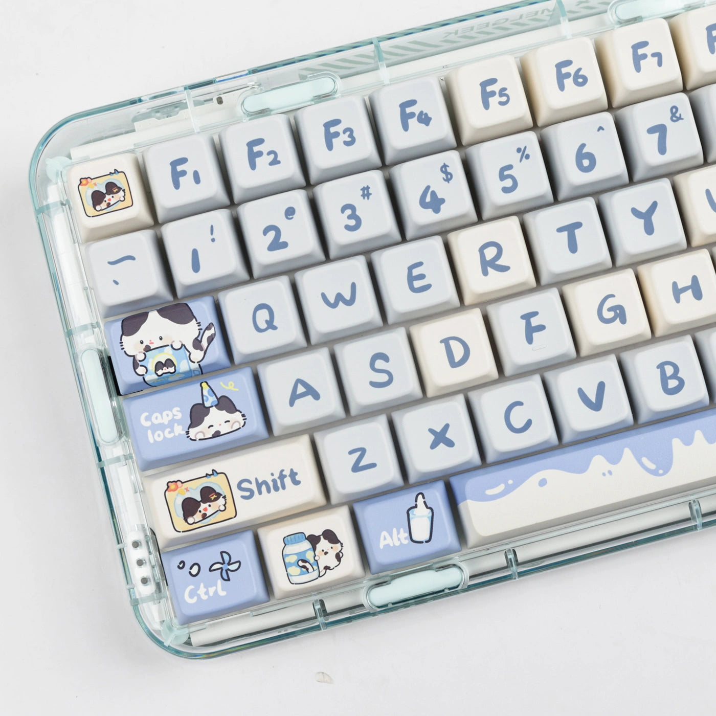 MooMeow Tuxedo Cat Keycap Set for mechanical keyboards, featuring a cute tuxedo cat design, perfect for cat lovers and gamers.