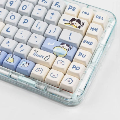 Adorable MooMeow Tuxedo Cat Keycap Set, ideal for customizing your mechanical keyboard with a cute and playful tuxedo cat design.