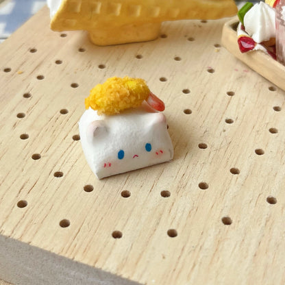 MeowSushi Polymer Clay Keycap for cat lovers and gamers, featuring a sushi cat design for mechanical keyboards.