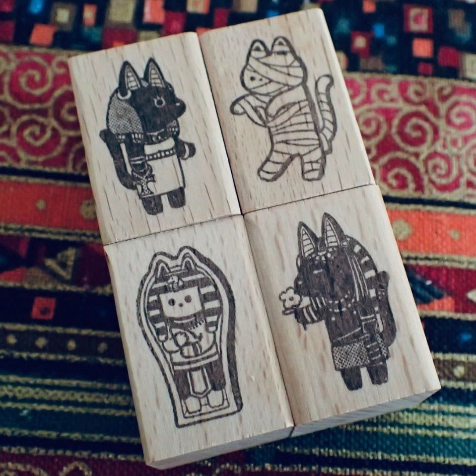 Complete Purr-oahs of Egypt rubber stamp set for cat lovers