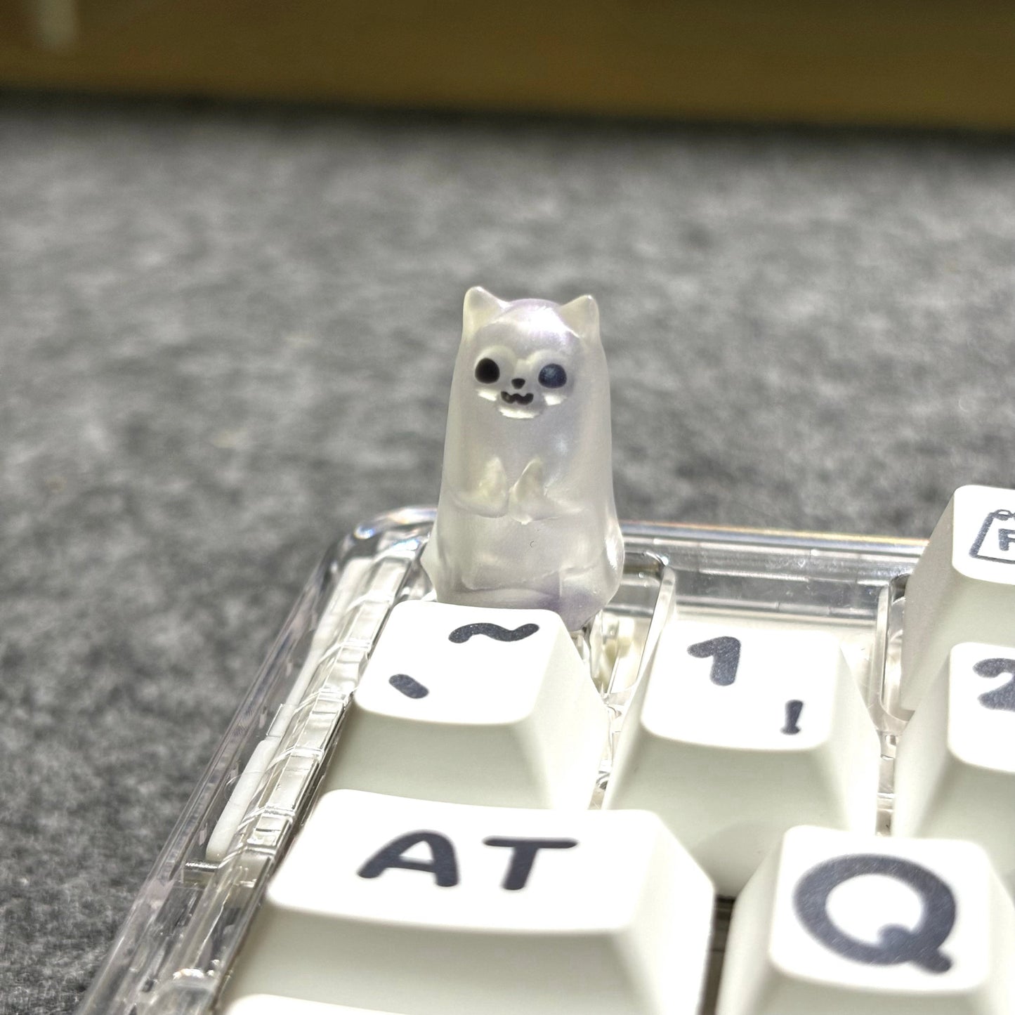 Purranormal-themed cat keycap designed for mechanical keyboards, ideal for spooky and cute vibes.