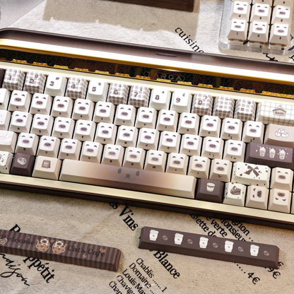 Adorable brown Siamese cat keycap set for mechanical keyboards, a great gift for gamer girl.