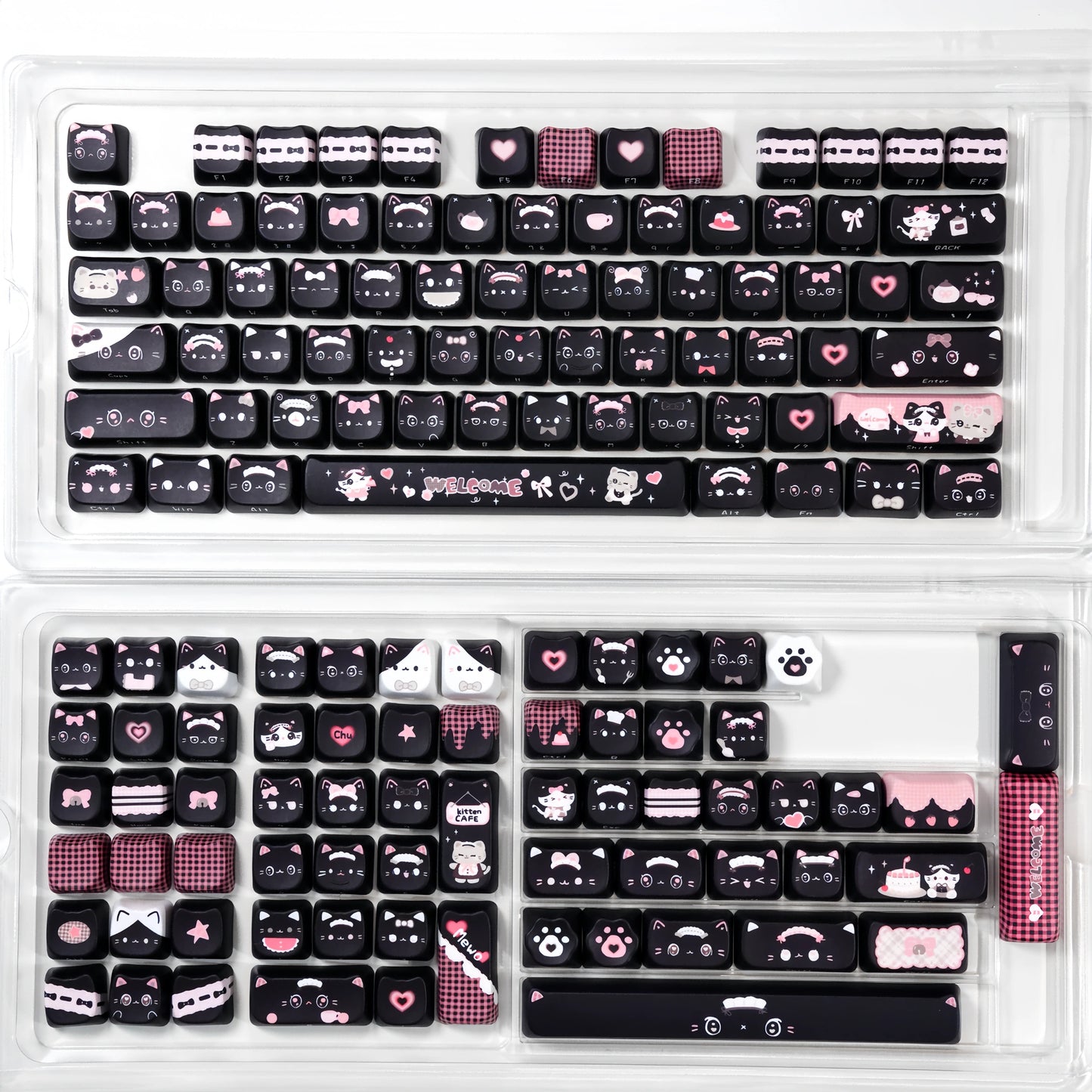 Y2K-inspired Pink Purrmaid Keycap Set for mechanical keyboards, a must-have gift for gamers and cat enthusiasts.